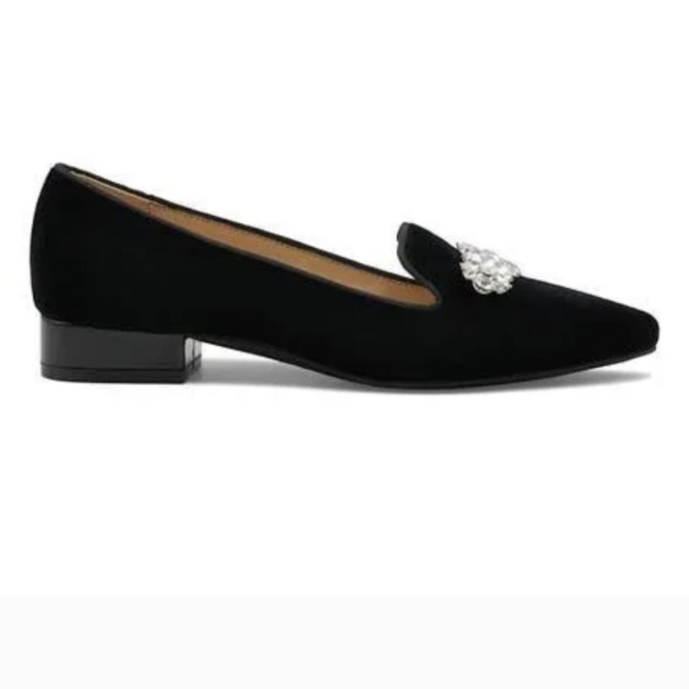 Adrianne Vittadini Elegant Velvet With Rhinestone Flats - Picture 8 of 10